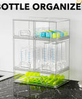 Multi Size Baby Bottle Storage Rack With Stackable Acrylic Drawers Keeps Your Counter Tight And Clutter Free Total Game Changer For Nursery Vanities Or Kitchen Cabinet. Clear acrylic drawer rack with baby bottles and utensils.
