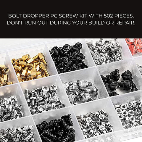 502 Piece PC Screw and Hardware Kit for DIY Builds and Upgrades Includes Screws Nuts Washers Standoffs and Spacers