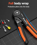 Ferrule Crimping Tool Kit With Hexagonal Ratchet Pliers For AWG 28-7 Orange Handheld Crimping Set on black surface with ferrules