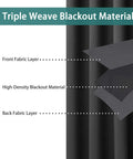 Triple weave blackout material layers of Extra Wide Room Divider Curtain 96X150 Inch for total light blocking.