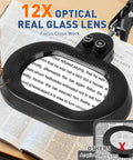12X Magnifying Glass With Light For Craft, Workbench And Repair, Extra Long Arm Clamp Lamp, Real Glass Lens, Book Detail View