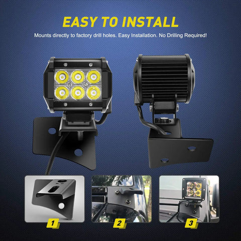 2 Pack Jeep JK A Pillar Windshield Hinge Mount Brackets for LED Fog Lights Installation Guide