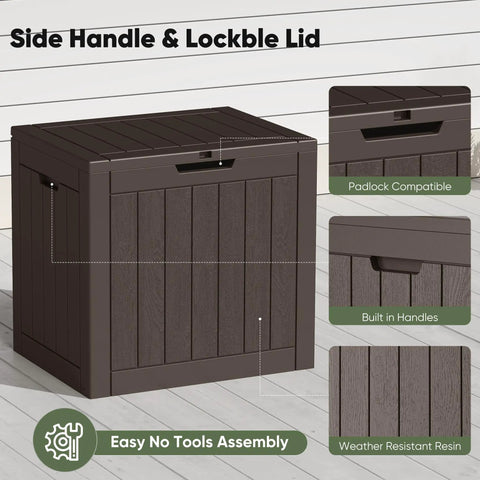 Weatherproof 31 Gallon Deck Box With Lockable Lid For Outdoor Patio Garden And Backyard Storage Keeps Cushions Tools Safe