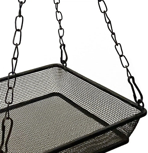 Hanging Bird Feeder Tray with Metal Mesh Platform for Outdoor Bird Feeding in the Backyard, Durable Rust Free Design