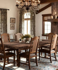 Dining room with rustic table and chairs, featuring Dark Walnut Wood Peel And Stick Wallpaper Roll 590 Inch Long Seventeen Point Seven Inch Wide Self Adhesive Plank Grain Waterproof Thickened Removable Rustic Vintage Texture For Cabinets And Walls on the walls.