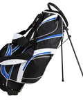 Tall Mens All In One Golf Club Set Right Handed With Driver Woods Hybrid Irons Putter Wedges Stand Bag And Headcovers Built For Beginners Ready To Play Black Blue featuring black and blue stand bag with dual straps