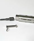 Close-up of Trailer Jack Drill Adapter Kit For Landing Gear Electric Conversion Drill Powered Jack Crank Tool with components on white background.