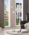 Industrial Rustic Floor Lamp With Three Teardrop Cage Shades Tall Modern Standing Light For Living Room And Home Office