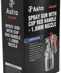 Box of All Purpose Spray Gun With Cup Red Handle 1.8mm Nozzle Adjustable Wide Fan Pattern Dripless 1 Quart Cup