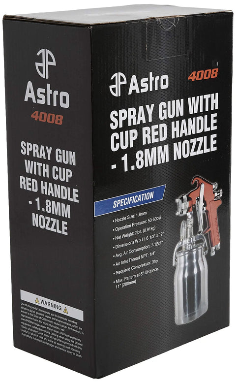 Box of All Purpose Spray Gun With Cup Red Handle 1.8mm Nozzle Adjustable Wide Fan Pattern Dripless 1 Quart Cup