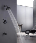 Shower Head And Handle Set Wall Mounted Square High Pressure Shower Faucet System Black Matte Finish With Solid Brass Lead Free Body