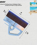 8 Inch Wide Flat Paint Brush for Large Areas, soft poly paddle ergonomic handle, next to painted canvas.