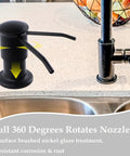 Brushed Nickel Kitchen Sink Soap Dispenser With 47 Inch Extension Tube Kit And 17 Oz Bottle Built In Pump on countertop