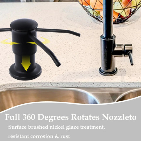 Brushed Nickel Kitchen Sink Soap Dispenser With 47 Inch Extension Tube Kit And 17 Oz Bottle Built In Pump on countertop