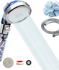 High Pressure Shower Head With Hose And Filtration Mineral Stone Beads For Strong Spray Water Saving RV Handheld Shower Sprayer