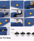 How to use 1440-Piece Plastic Grab-And-Go Snap Buttons Kit No Sew T5 Snaps With Pliers on fabric with step-by-step guide.