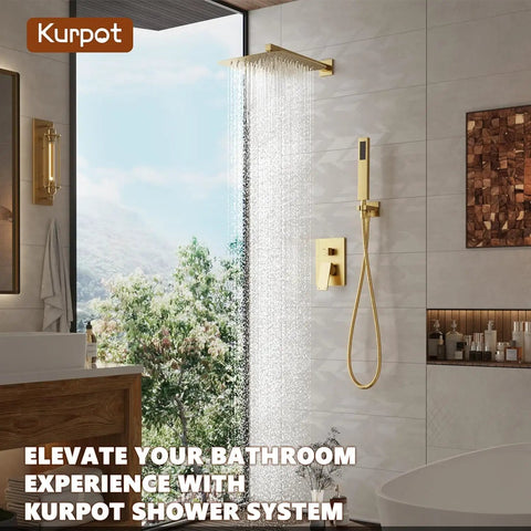 Premium Brushed Gold Shower System With 10 Inch Rainfall Head And Handheld Sprayer Combo Serving Straight Fire Luxury For Your Everyday Bathroom Renovation