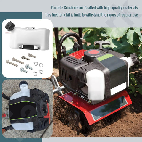 Fuel Gas Tank Kit Three Tab Style Compatible With E43 MC43 MC43E MC33 MC440 Mini Tiller Cultivator in garden setting