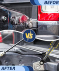 Comparison of Heavy Duty Tailgate Assist Kit Smooth Operator Drop Liftgate Support Strut for Toyota Tacoma N300 before and after installation.