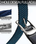 Braided Stretch Belt For Men And Women No Hole Adjustable Multicolored Woven Belt Elastic Golf Style Jean Belt close-up.