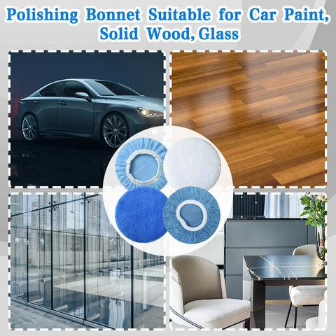 12 Piece Buffing Bonnets Kit For 9 To 10 Inch Orbital Buffer Polisher, polishing car, wood, glass surfaces, microfiber bonnets