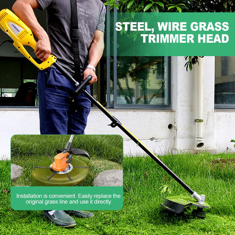 6 Inch Steel Wire Weeding Knife Trimming Head Replacement For Cordless Weed Wacker And Electric Weeding Machine in use