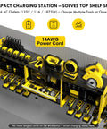 Power Tool Organizer Wall Mount With Locking Drawers, Grinder Holder, Hammer And Pliers Rack, Built In Six AC Outlets Charging Station
