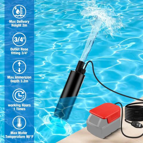Cordless Water Pump Compatible With Milwaukee 18V M18 Battery 635 GPH Portable Utility Transfer for pool water moving.