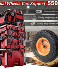 2 Pcs Packout Wheels Replacement Kit For 9 Inch Rolling Tool Box System 48-22-8426 showing alloy wheel and tool boxes