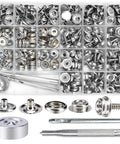 All In One Marine Grade Canvas Snap Kit For Boat Repair With 353 Pieces, Stainless Steel Caps Sockets Posts Studs And Screws