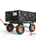 Heavy Duty Steel Garden Cart Beast With 660 Pound Hauling Capacity And Fast Dump Bed Towable Utility Wagon With 10 Inch Pneumatic Tires, side view.