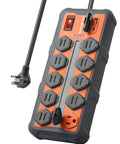 Heavy Duty 12 Outlet Power Strip With USB A And USB C Ports, 4500J Surge Protection, Overmolded Rubber Housing, 14 AWG 10 Ft Cord