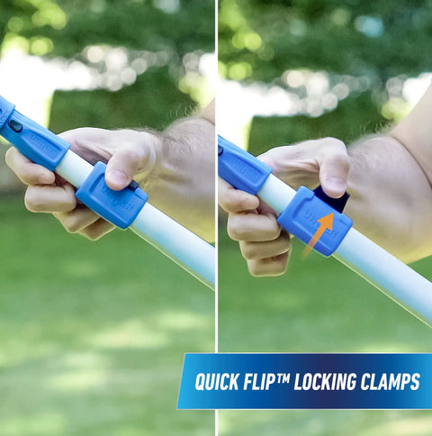 2 In 1 Squeegee And Scrubber Window Cleaning Tool With 14 Inch Blade And 8 Foot Connect And Clean Pole For Streak Free Glass Cleaning At Home Or Pro Jobs Microfiber Sleeve quick flip locking clamp on pole