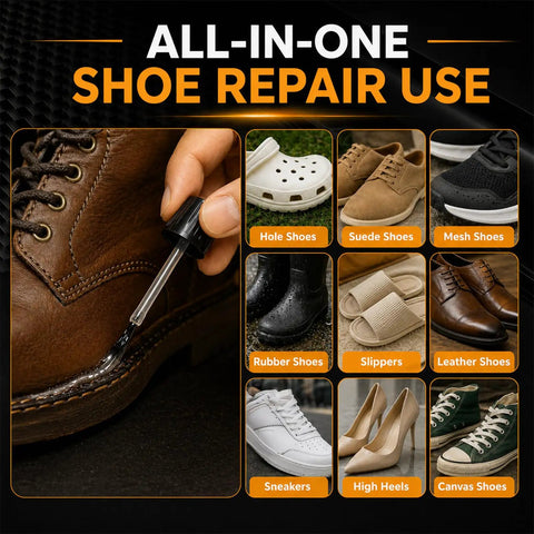 All-in-one shoe repair use, applying clear waterproof shoe glue for sole repair on leather, suede, mesh, rubber, canvas shoes