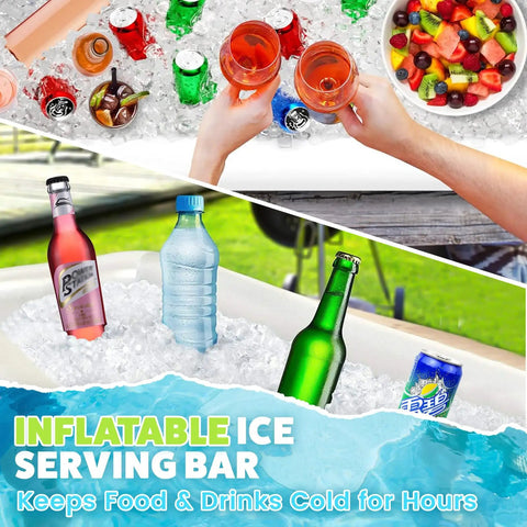 Large Inflatable Ice Serving Bar For Food And Drinks, Floating Buffet Cooler Tray With Drain Plug, Ideal For Pool Parties, BBQs