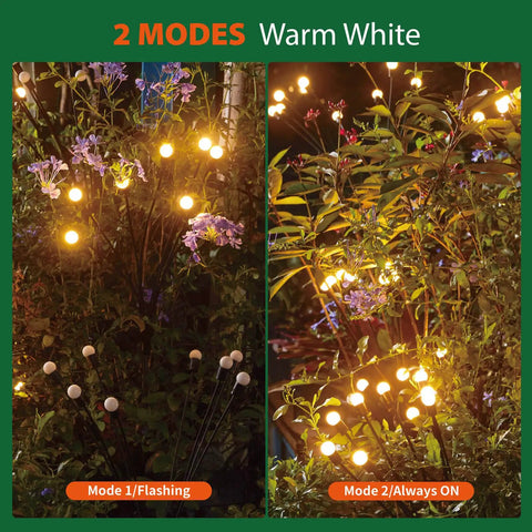 Solar Powered Firefly Lights 8 LED Outdoor Garden Lights Waterproof With Swaying Starburst Motion And Warm White Glow 4 Pack