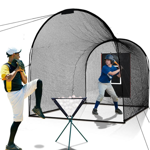 Heavy Duty PVC Strike Zone Backstop For Baseball Pitching And Batting Cage Protection 4x6 Feet Rectangular with players practicing