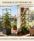 Two Pack 43 Inch Vertical Tomato Planter With Trellis Self Watering Garden Box For Climbing Vegetables Indoor Outdoor Patio