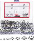 Yaocom 295-piece 304 stainless steel finishing cup washer set in a clear plastic storage box; 7 sizes (#4–#16), silver.