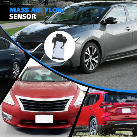 Mass Air Flow MAF Meter Sensor Replacement for Nissan Altima Frontier Juke Kicks Maxima Murano cars shown