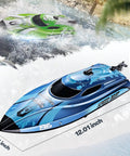 12 Inch Remote Control Boat For Lakes And Pools, Fast 25 KPH RC Speed Boat For Kids And Adults, Waterproof Toy Blue TX126