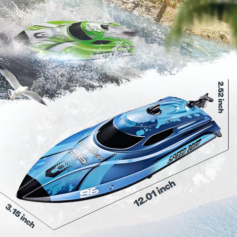 12 Inch Remote Control Boat For Lakes And Pools, Fast 25 KPH RC Speed Boat For Kids And Adults, Waterproof Toy Blue TX126