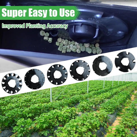 Earth-Way 1001-B Compatible Seed Plate Replacement For Precision Seeding Multi Crop Plate with seed plates and plants