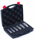 Case with Premium 1 Inch Annular Cutter Set With Pilot Pins For Magnetic Drill Presses Six Piece M2AL High Speed Steel Weldon Shank
