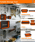 Heavy Duty Foldable Magnetic Parts Organizer With Three Silicone Trays For Bolts Nuts Washers And Small Tools Space Saving Collapsible Design With Strong Magnets And Scratch Resistant Trays shown on a workshop wall.
