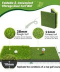 Dual turf mat with 38mm rough and 11mm fairway turf for 10x7ft Golf Practice Net With Dual Turf Hitting Mat For Backyard Driving And Chipping