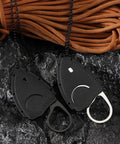 Two 440C stainless steel neck knives with sheaths and bead chains on a textured surface, Neck Knife With Sheath, Small Fixed Blade EDC Knife For Everyday Carry