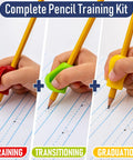 3 Step Pencil Grip Training Kit For Kids And Adults, Crossover Grip, Pinch Grip, And Standard Ergonomic Grips in use
