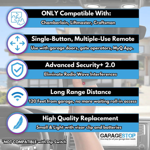 Universal Garage Door Opener Remote For 1993 Onward Systems With Five Learn Button 891LM Compatible Chip Plug And Play Setup