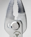 Close-up of 7 Inch Screw Extractor Slip Joint Pliers With 2 Way Vertically Serrated Jaws showing detail of jaws and metal finish.